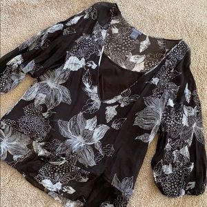 Women’s Brown Floral Ann Taylor Blouse